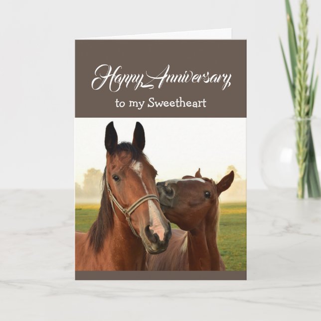 Fun Heart to Heart Sweetheart Birthday HORSES Card (Front)