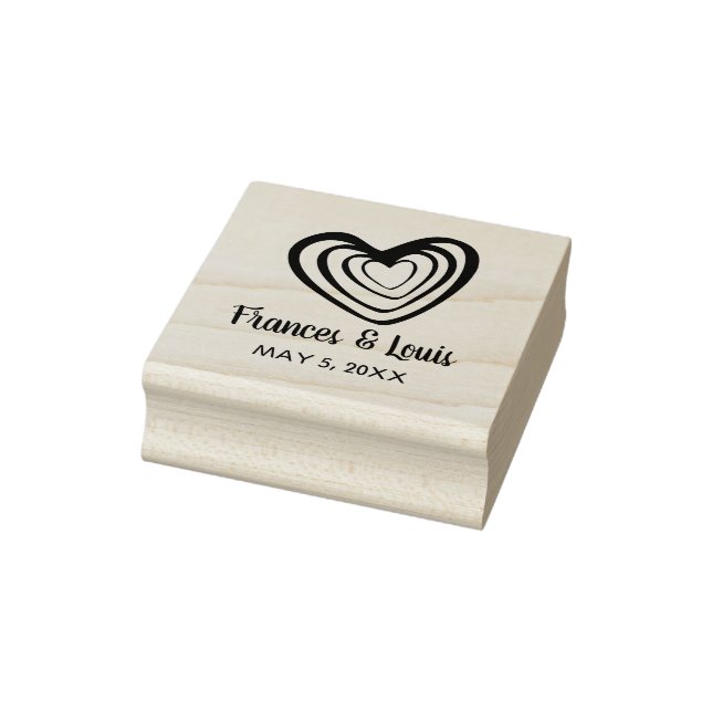Fun Hearts Wedding Monogram Rubber Stamp (Stamp)