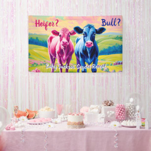 Fun Heifer or Bull Gender Reveal Banner