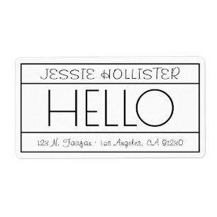 Fun "Hello" Return Address White & Black Shipping