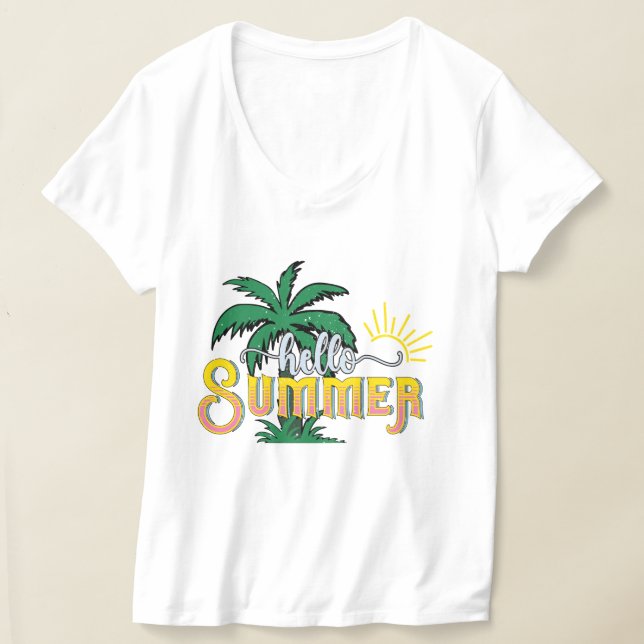 Fun Hello Summer word art  T-Shirt (Laydown)