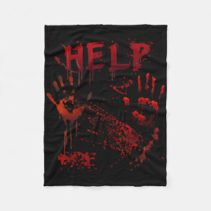 Fun Help Bloody Handprint Halloween Costume Matchi Fleece Blanket