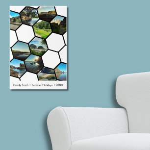 Fun Hexagon-Shaped Custom Family Vacation Collage Poster