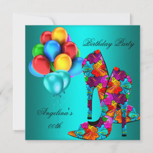 FUN High Heel Shoes Birthday Party Balloons Invitation