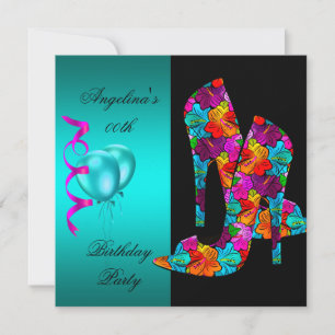 FUN High Heel Shoes Birthday Party floral Invitation