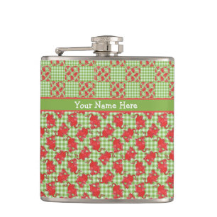 Fun Hip Flask to Personalise: Cute Red Dragons