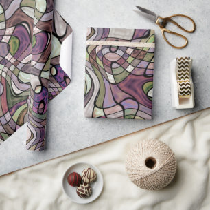Fun Hip Purple Violet Black Mosaic Pop Art Wrapping Paper