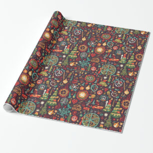 Fun hippie colorful holiday Christmas wrapping  Paper