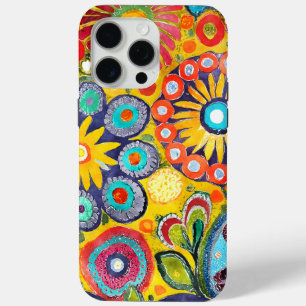 Fun Hippie Flower Patterned iPhone 15 Pro Max Case