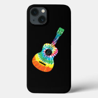 Fun Hippie Rainbow Tie Dye Acoustic Guitar Premium