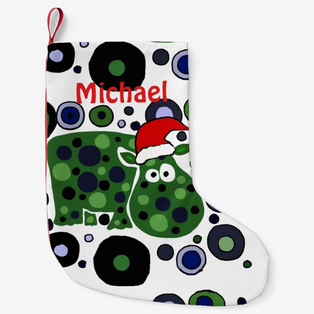 Fun Hippo Art Abstract Christmas Stocking (Front)