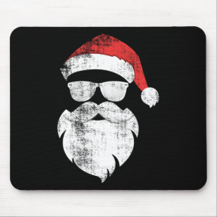 Fun Hipster Santa Face With Hat Beard and Glasses Mouse Pad