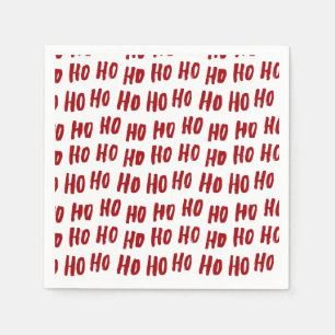 Fun Ho Ho Ho Text Red Holiday Pattern Christmas Napkin