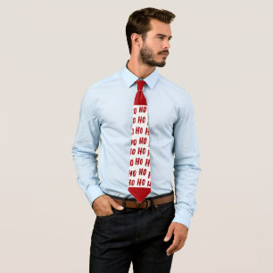 Fun Ho Ho Ho Text Red Holiday Pattern Christmas Tie