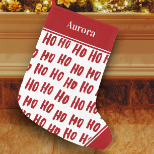 Fun Ho Ho Ho Text Red Holiday Pattern Small Christmas Stocking