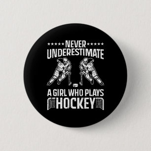Fun Hockey Art For Girls Women Field Hockey Player 6 Cm Round Badge