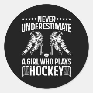 Fun Hockey Art For Girls Women Field Hockey Player Classic Round Sticker