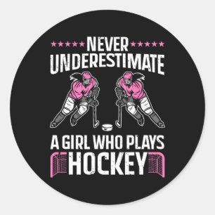 Fun Hockey Art For Girls Women Field Hockey Player Classic Round Sticker
