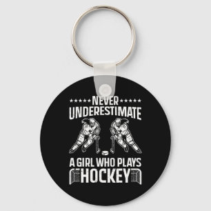 Fun Hockey Art For Girls Women Field Hockey Player Key Ring