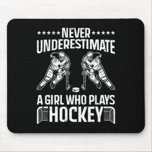 Fun Hockey Art For Girls Women Field Hockey Player Mouse Pad