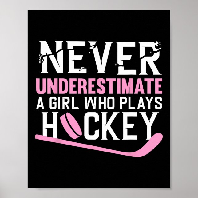 Fun Hockey Art For Girls Women Field Hockey Player Poster (Front)