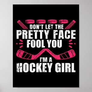Fun Hockey Art For Women Girls Hockey Player Sport Poster