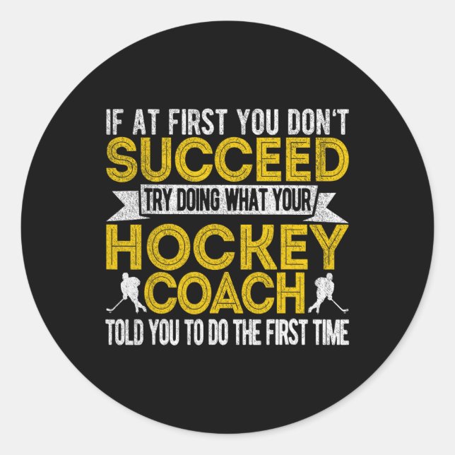 Fun Hockey Coach Ice Hockey Team Coach Retro  Classic Round Sticker (Front)