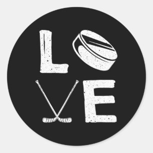 Fun Hockey Design For Kids Men Women Ice Hockey Pl Classic Round Sticker