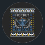 Fun Hockey Menorah Hanukkah Jewish Festival Holida Classic Round Sticker<br><div class="desc">Fun Hockey Menorah Hanukkah Jewish Festival Holiday Season</div>