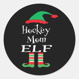 Fun Hockey Mum Elf Xmas Family Match Women Men Te Classic Round Sticker
