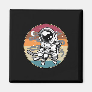 Fun Hockey Player Cosmonaut Boys Kids Gift Astrona Magnet