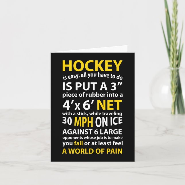 Fun Hockey Quote Hockey Is Easy Gift For Men Women Card (Front)