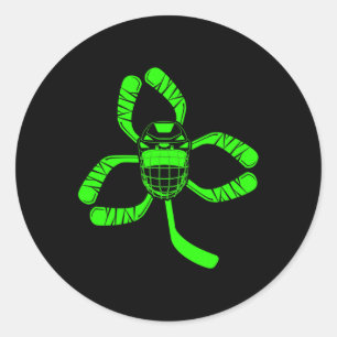 Fun Hockey Shamrock St Patrick Day Gifts For Men B Classic Round Sticker