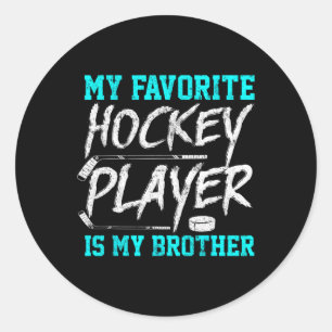 Fun Hockey Tee  Brother  Novelty Gift Sibling Classic Round Sticker