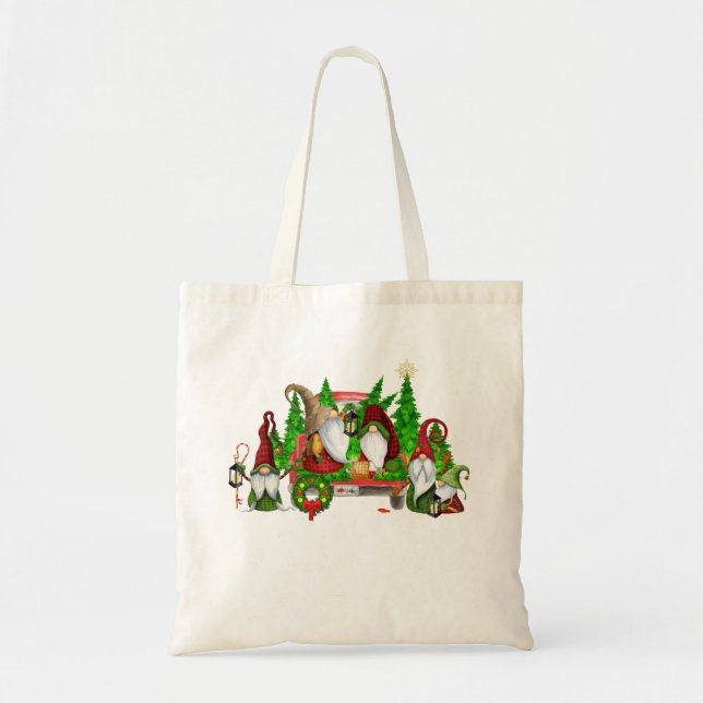 Fun Holiday Gnomes  T-Shirt Tote Bag (Front)