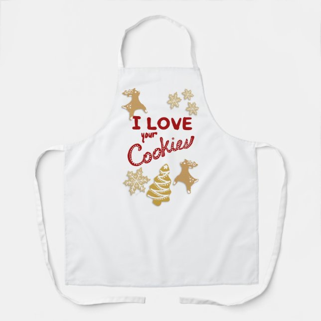 Fun holiday "I love your cookies"  Apron (Front)
