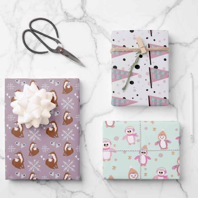 Fun Holiday Patterns Assorted  Wrapping Paper Sheet (Front)