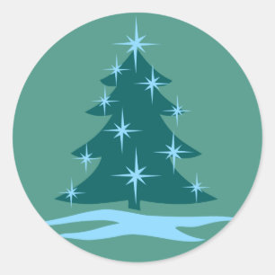 Fun Holiday Stickers Blue Christmas Tree  Stickers