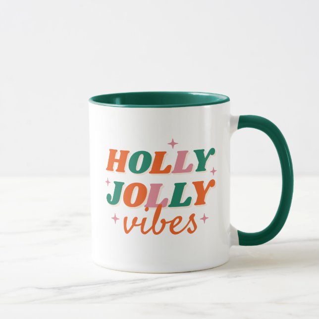 Fun Holly Jolly Vibes Christmas Design Mug (Right)