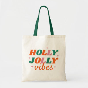 Fun Holly Jolly Vibes Christmas Design Tote Bag