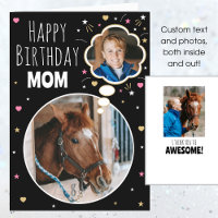 Fun Horse Mum Birthday Custom Photo Black Pink