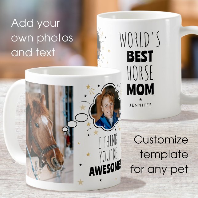 Fun Horse Mum Thought Bubble Any Pet Photo Coffee Mug (Creator Uploaded)