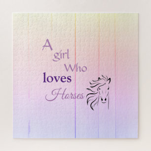 Fun Horse Purple Girly Fun Script Jigsaw Puzzle