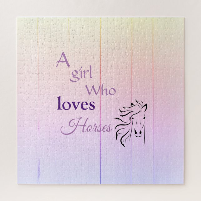 Fun Horse Purple Girly Fun Script Jigsaw Puzzle (Vertical)