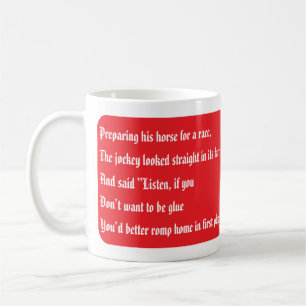 Fun Horse Race Limerick on a Coffee Mug