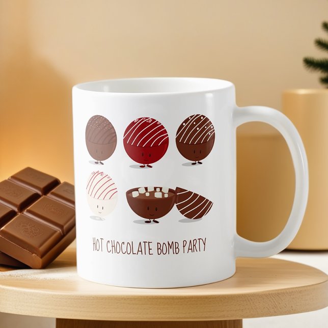 Fun Hot Chocolate Bomb Party Coffee Mug (Get these mugs to use at your party and to give to your guests as keepsakes.)