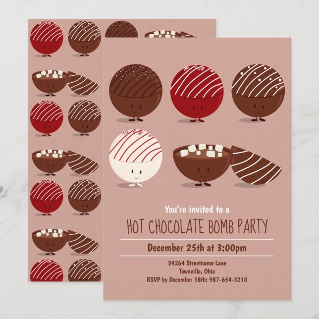 Fun Hot Chocolate Bomb Party Invitation (Front/Back)