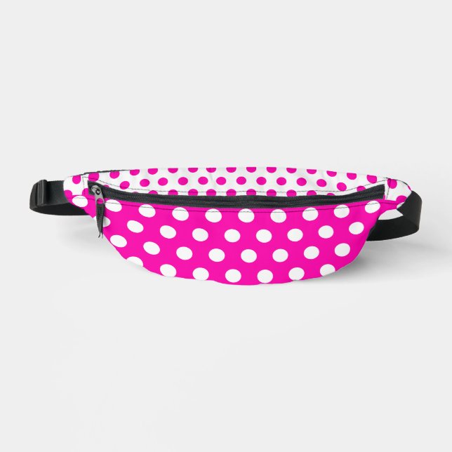 Fun Hot Pink and White Polka Dots or Custom Colour Bum Bags (Front)