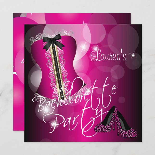 Fun Hot Pink Bachelorette Party Invitation (Front/Back)