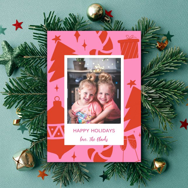 Fun Hot Pink Christmas Holiday Photo Card (Creator Uploaded)